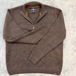 Wool blend Rainforest Half Zip Sweater Size L Brown Knit Pullover